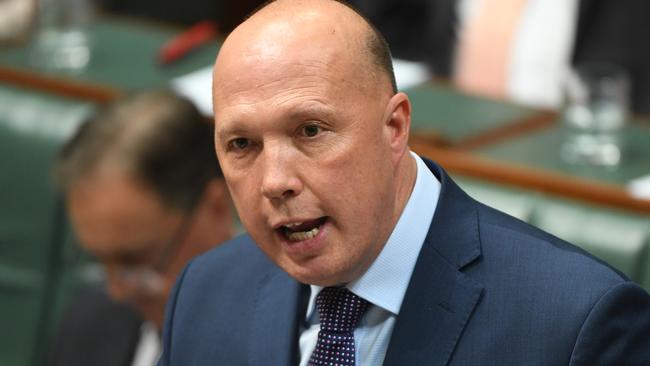 Peter Dutton does not want terrorists returned to Australian soil. Picture: Tracey Nearmy/