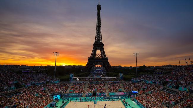 The Eiffel Tower Stadium, host of Paris’ volleyball competition. Picture: Getty Images