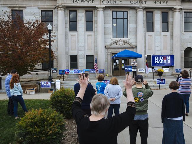 People attend a Democratic party campaign event in Waynesville, North Carolina. Picture: Angus Mordant