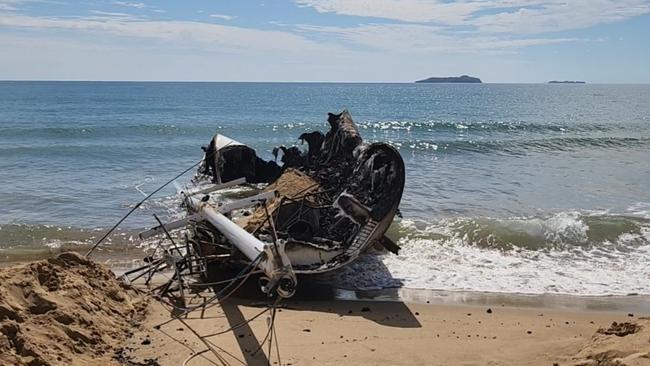 The 15.2m yacht Scoundrel was destroyed by fire on Main Beach, Emu Park, on November 24, 2022.