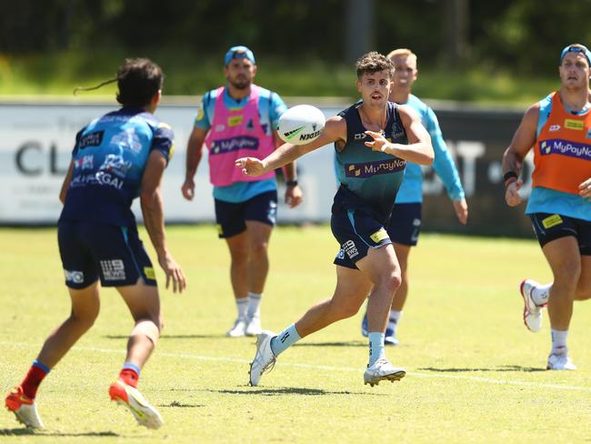 Young half Toby Sexton will play about 40 minutes in the trial against the Broncos. Picture: Chris Hyde/Getty Images