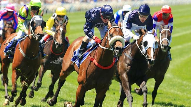 Jim Cassidy wins the Coolmore Stud Stakes on Zoustar at Flemington. Picture: Mark Evans 