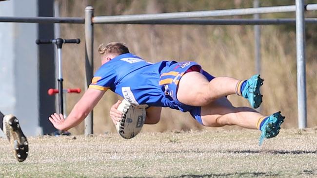 Nathan Lynch scores a try for Campbelltown City. Picture: Steve Montgomery