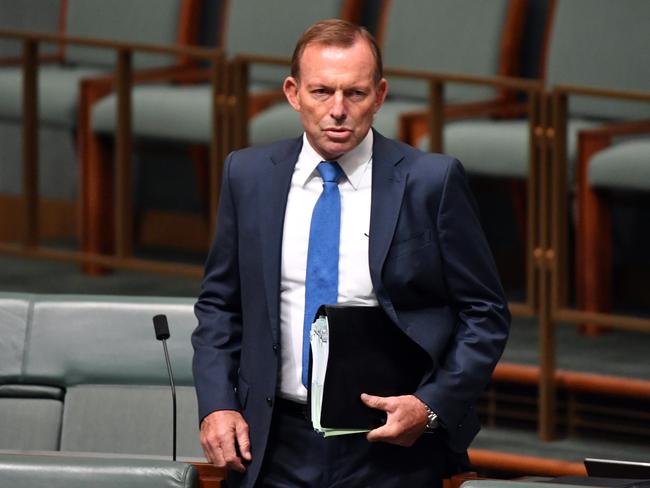 Former prime minister Tony Abbott during Question Time in the House of Representatives at Parliament House in Canberra, Wednesday, February 20, 2019. (AAP Image/Mick Tsikas) NO ARCHIVING