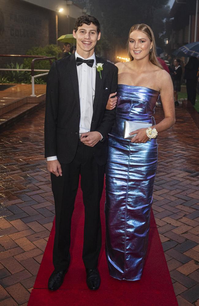 Sam Pratt partners Meg Logan at Fairholme College formal, Wednesday, March 27, 2024. Picture: Kevin Farmer