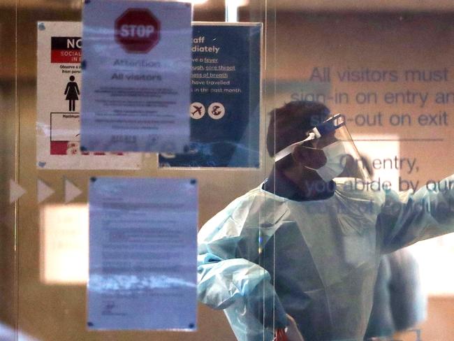 Arcare Maidstone Aged Care is has been listed as a COVID site after a resident tested positive. A cleaner is seen in the foyer of Arcare. Tuesday, June 1, 2021 Picture: David Crosling