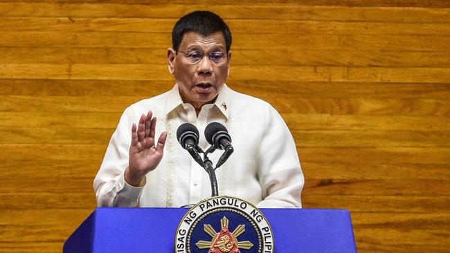 Rodrigo Duterte fears how far Vladimir Putin will go in order to achieve his aims in the Ukraine. Picture: AFP