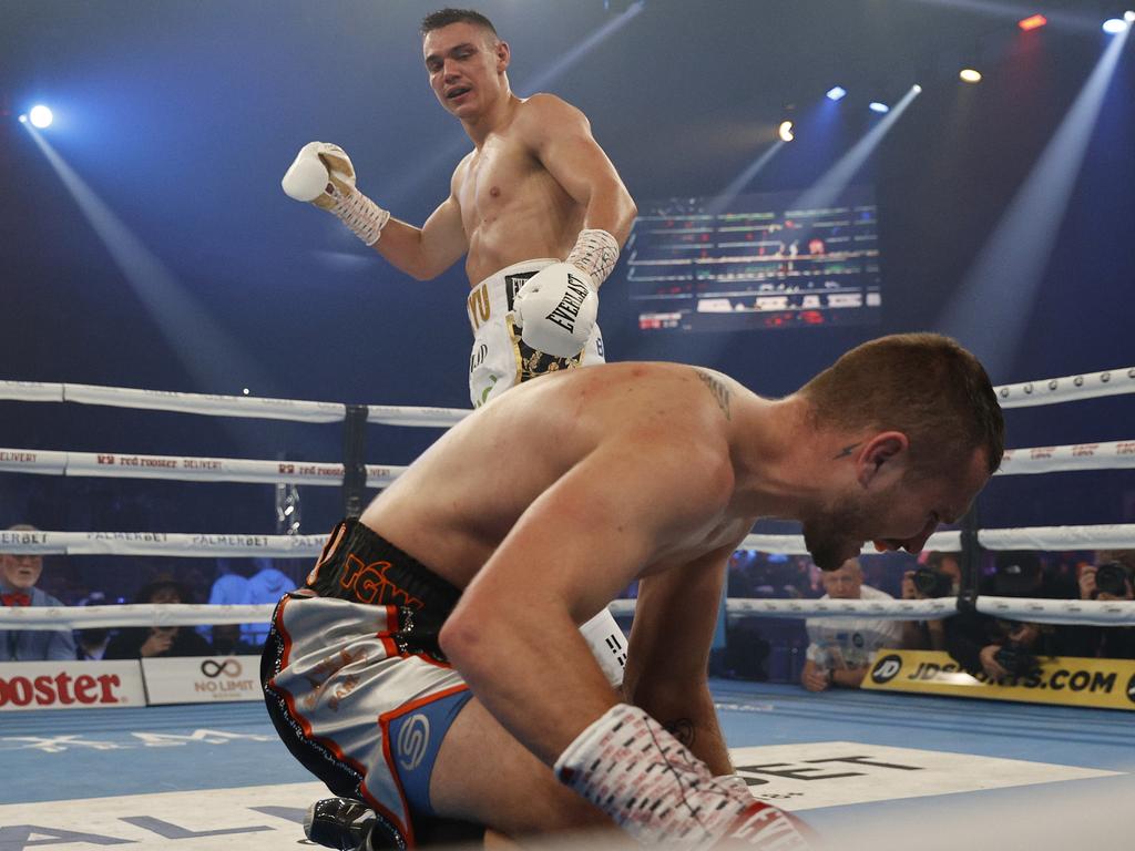 Tszyu demolished Zerafa’s replacement, Stevie Spark. Picture: Getty Images