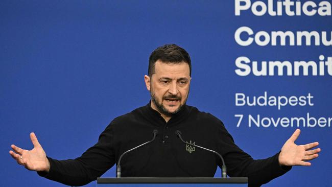 Ukrainian President Volodymyr Zelensky at the European Political Community Summit in Budapest.