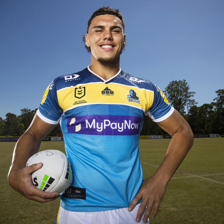 Gold Coast Titans player Iszac Fa'asuamaleaui. Picture: Nigel Hallett