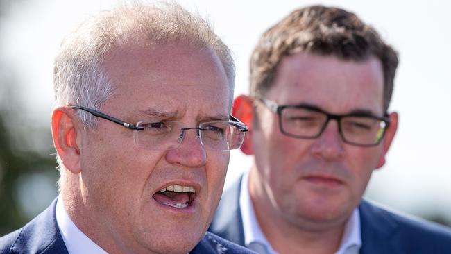 Prime Minister Scott Morrison and Premier Daniel Andrews’ governments have each pledged $5 billion to the project. Picture: Mark Stewart