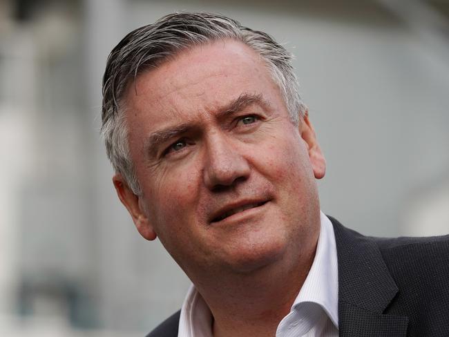 Collingwood Football Club President Eddie McGuire speaks during an announcement at the MCG in Melbourne, Wednesday, May 8, 2019. AFL clubs Hawthorn and Collingwood have joined forces to create the 'Emergency Services Match' to help improve support and appreciation of Victoria's emergency workers. (AAP Image/Stefan Postles) NO ARCHIVING