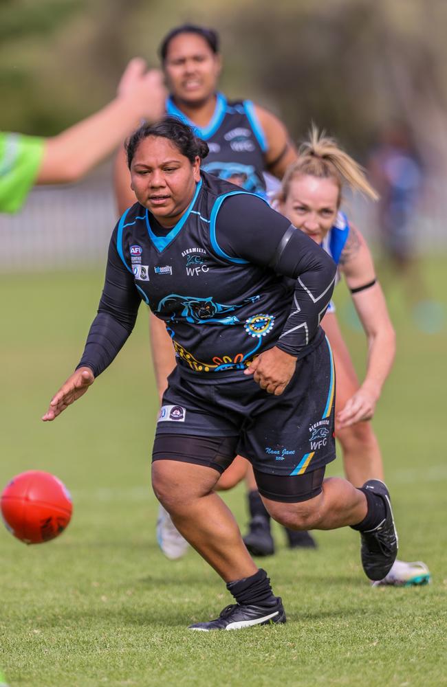 Kahlisha Rioli has captained Alkamilya to an almost perfect run in the 2023 CAFL season. Picture: Charlie Lowson / AFLNT Media