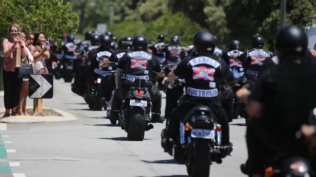 Mourners in North Perth ahead of their ride to Pinaroo. Picture The West Australian