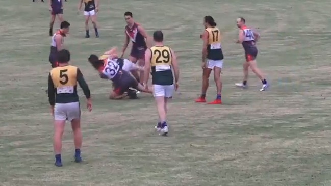 The tackle left a Mannum player unconscious. Picture: RMFL