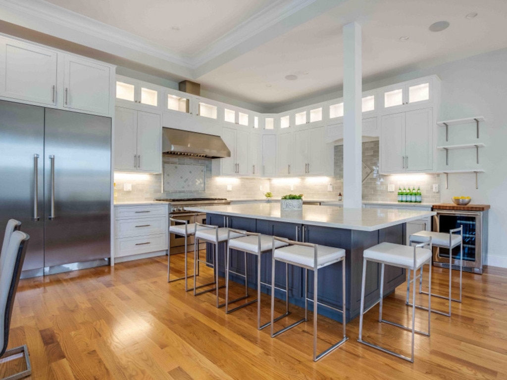 The spacious kitchen has high ceilings. Picture: <a href="https://nypost.com/2019/08/14/after-trade-from-celtics-to-suns-aron-baynes-lists-mass-manse/">NY Post</a>