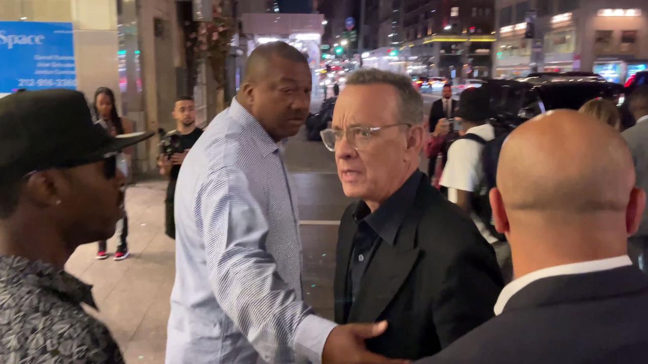 Hanks was caught on camera demanding the crowd ‘back the f**k off’. Picture: 247papsofficial/SplashNews/Media Mode