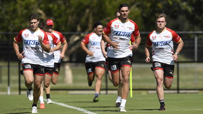 Dolphins players at their first pre-season training session. NRL Imagery