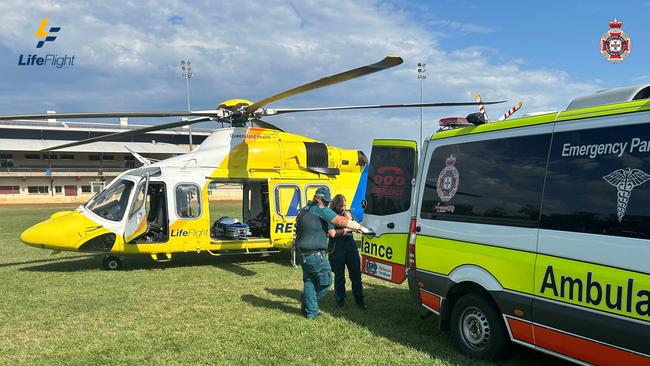 Man flown to Brisbane hospital after fall from ladder