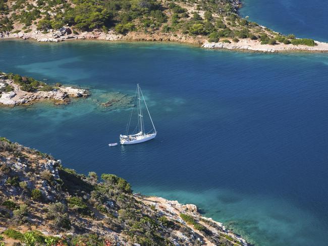 A small, quiet bay on Poros island, Greece