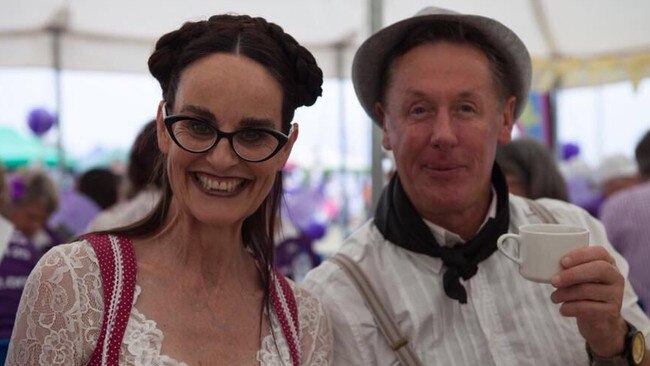 Former Logan City Council CEO Sharon Kelsey and Logan City Councillor Darren Power in Hansel and Gretel fancy dress.