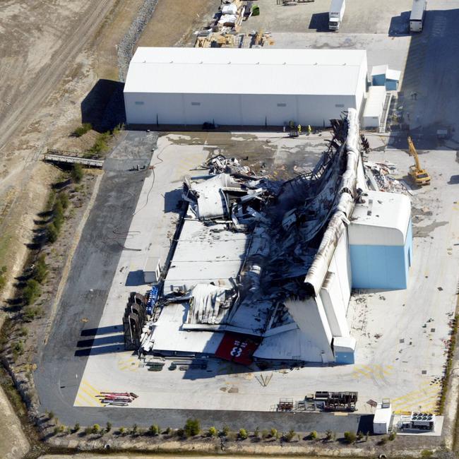 Remains of film studio ar Warner bros. Movie World after fire.