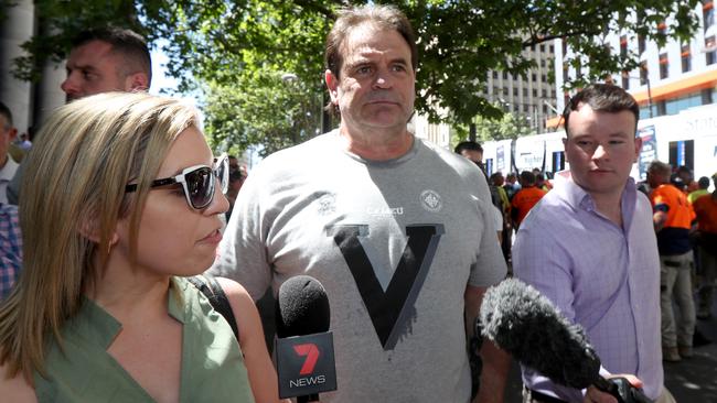 Mr Setka at a rally in Adelaide today. Picture: AAP