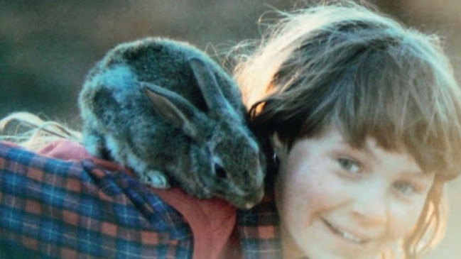 The girl who grew up in the outback with her wild pet rabbit Jackson, named after Jackson Browne. Picture: Kasey Chambers / Supplied.