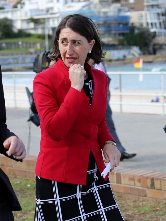 Ms Berejiklian at North Bondi earlier this year. While the election is still more than a year away, she’s ordered MPs out into the electorates. Picture: Brianne Makin