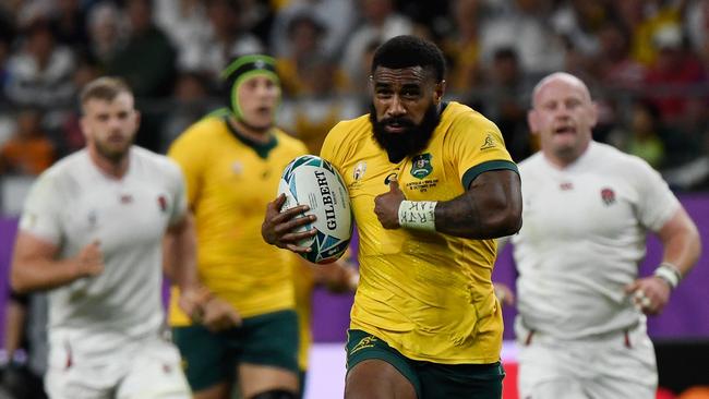 Marika Koroibete was a bright spot for the Wallabies on the wing. Picture: AFP