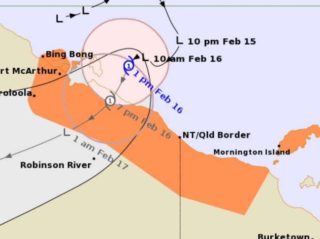 The cyclone, officially named Lincoln, is sitting 125 kilometres northeast of Borroloola and 220 kilometres northwest of Mornington Island.