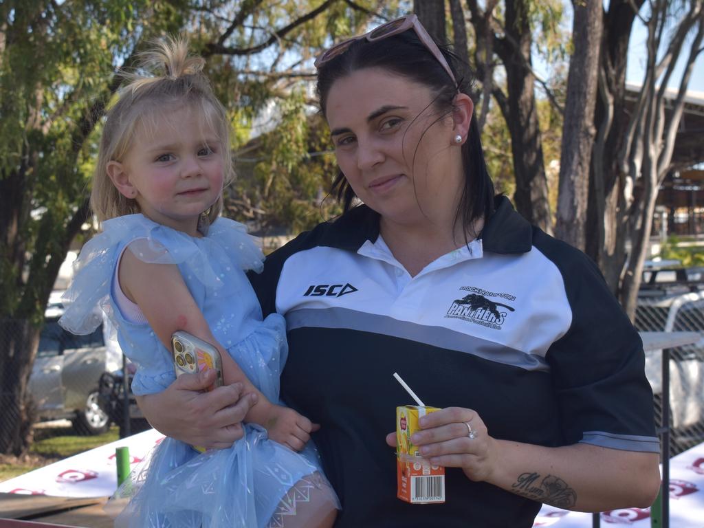 Harlow Savage and Mattyson Howard at the AFL Capricornia senior grand final day at Stenlake Park, Rockhampton, on August 31, 2024.
