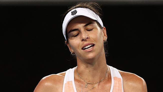 Ajla Tomljanovic blew a big lead in the third set against Simona Halep. Picture: Getty Images