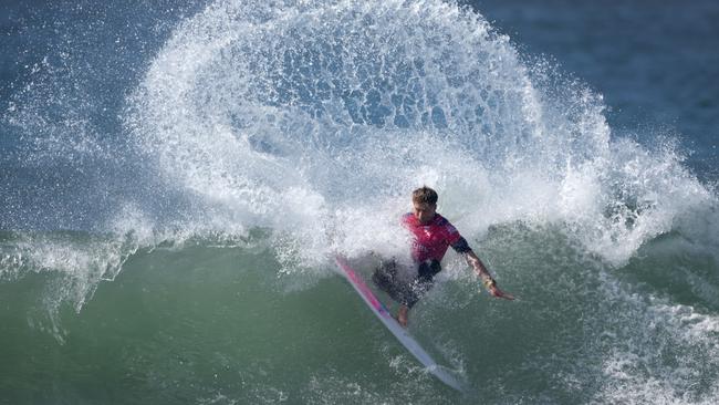 Straddie’s Ethan Ewing carves it up in the 2023 Rip Curl WSL Finals at Lower Trestles on September 9 in San Clemente, California. Picture: Sean M. Haffey/Getty Images