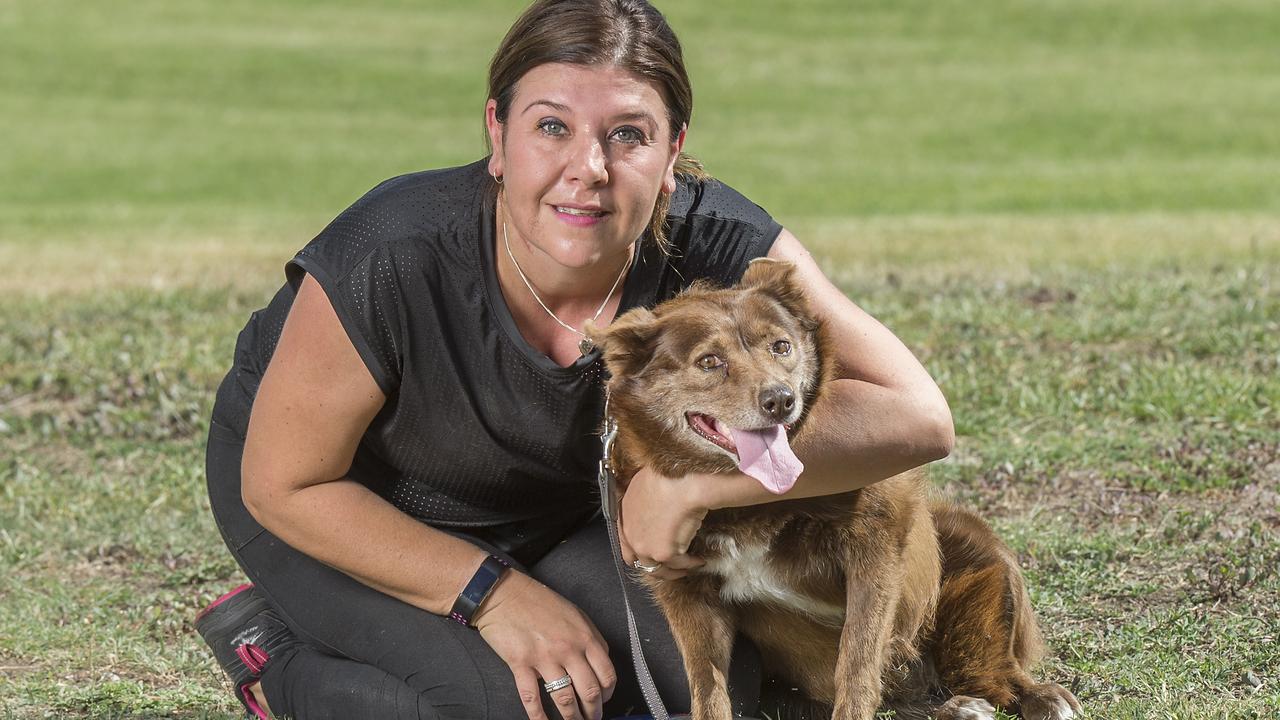 Lisa Marsiglia and her dog Missy, who was mauled by a vicious dog at Gladstone Park Secondary College. Picture: Rob Leeson