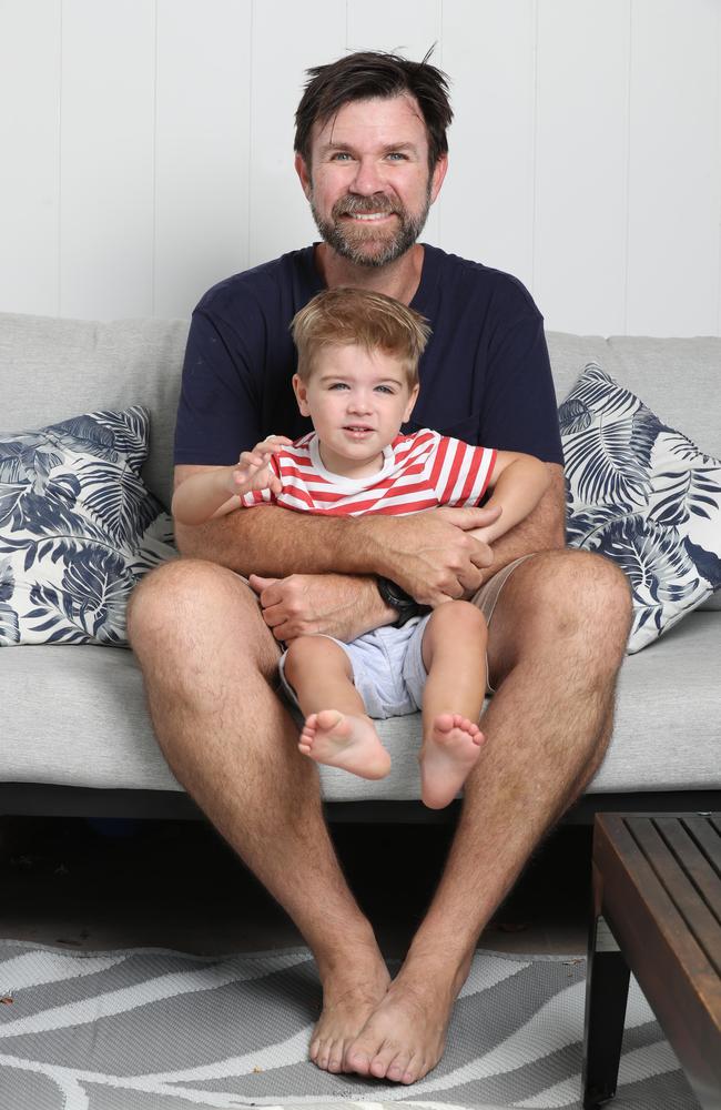 Kip Wightman with son Rafael 2yrs at home. Picture: Annette Dew