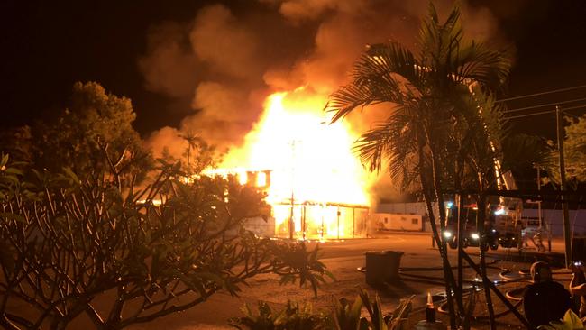 Fire takes hold at the Victoria Park Hotel in South Townsville. Picture: Adam Jeremiah