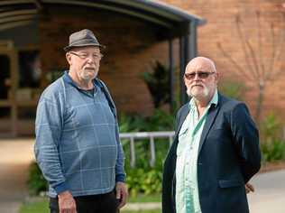 A CHAT TO SAVE LIVES: Dads in Distress founder Tony Miller (right) with Parents Beyond Breakup national operations manager Jim Morris. Picture: TREVOR VEALE