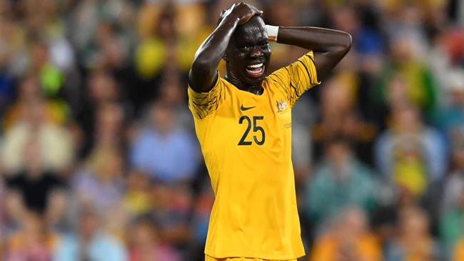 Socceroo Awer Mabil enjoys life on an off the pitch. Picture: AAP.