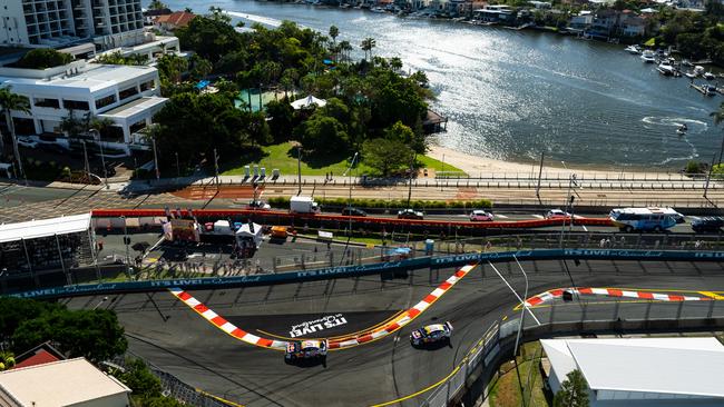 An aerial shot of van Gisbergen during the Gold Coast 500.