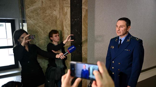 Lawyer Vadim Prokhorov spoke to the media in Moscow during the trial of opposition politician Vladimir Kara-Murza in 2023. Picture: Natalia Kolesnikova/AFP