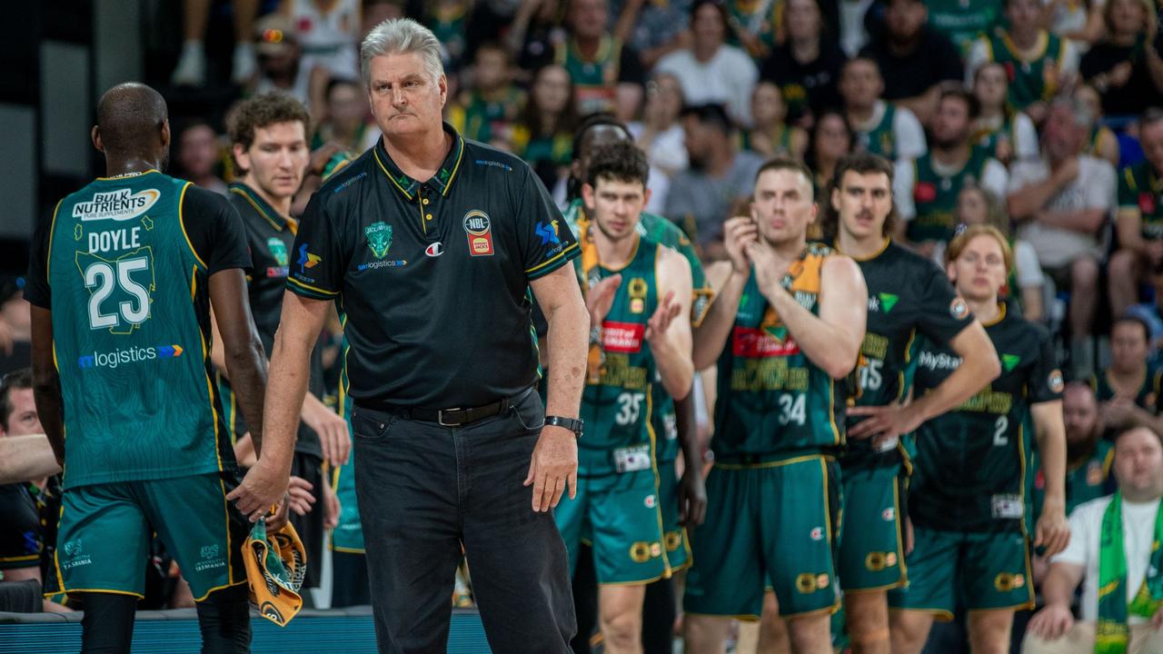 Tassie coach Scott Roth and the JackJumpers felt hard-done-by on the coach’s challenge — and the NBL has made a big change. Picture: Getty Images