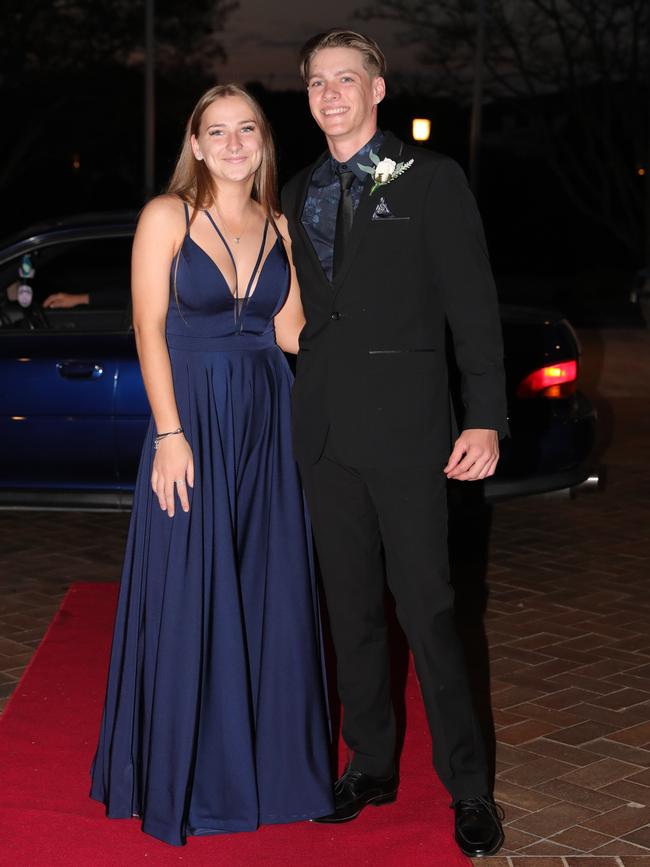 Miha Macek, 18, and Alayna Sharples, 17, at the Ormeau Woods School formal at Links Resort, Hope Island. Picture: Glenn Hampson