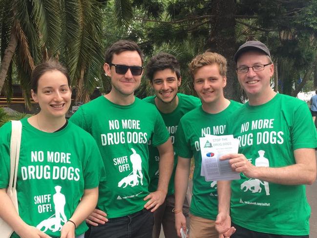 Hayden Williams (second from right) pictured here with Greens MP David Shoebridge (right).