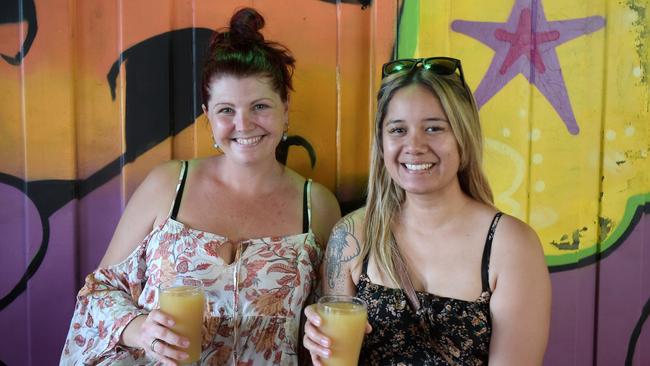 Emalee Romeo and Pearle Nia Nia at the newly reopened One Mile Brewery. Picture: (A)manda Parkinson