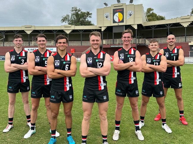 Frankston's 2024 VFL Leadership Group: Captain - Trent Mynott, Vice Captains - Joe Lloyd - George Grey. Leadership Group - Tom Murphy - Jackson Voss - Taine Barlow - Noah Gown.