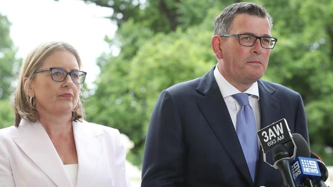 Victorian Premier Jacinta Allan and her predecessor Daniel Andrews in December 2022. Picture: NCA NewsWire / David Crosling