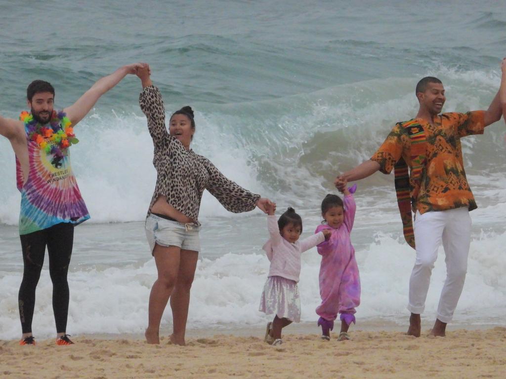 Foggy start at Bondi for the royal visit , small crowds about. Picture: John Grainger