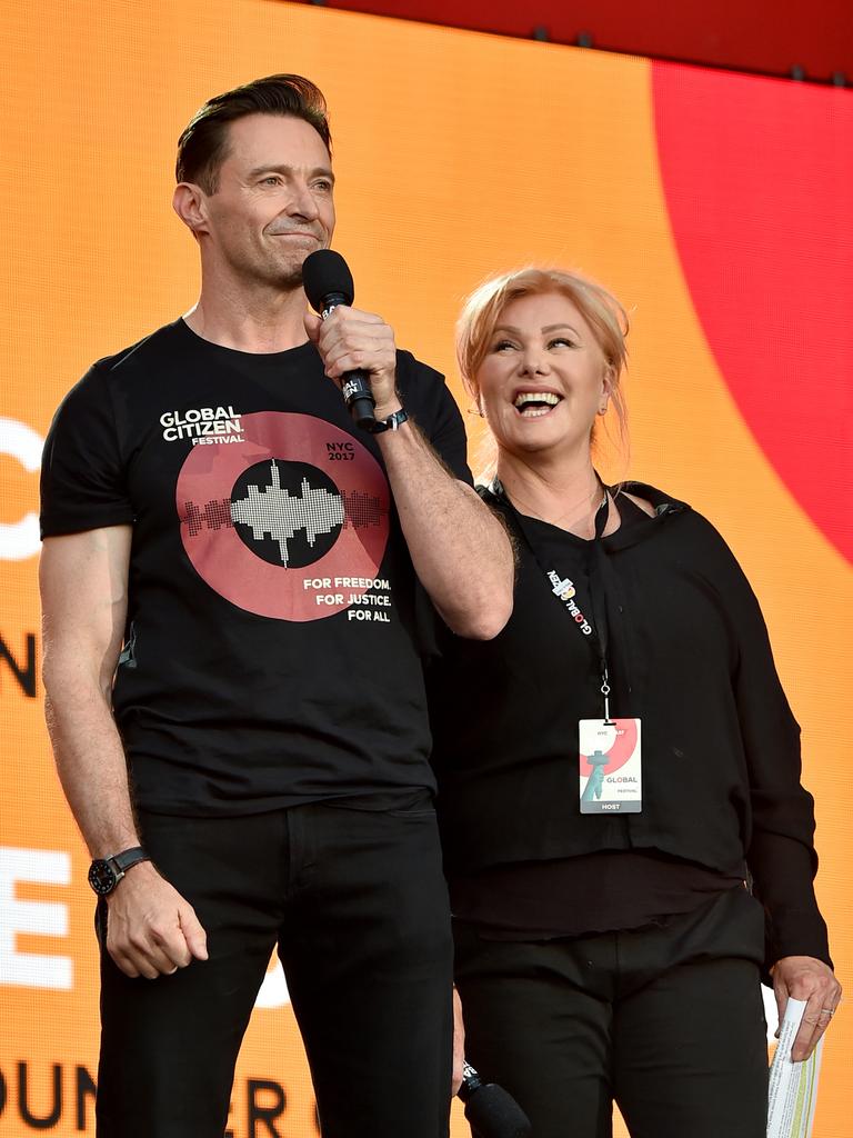 Hugh Jackman and Deborra-Lee Furness during the 2017 Global Citizen Festival: For Freedom. For Justice. For All. Picture: Getty