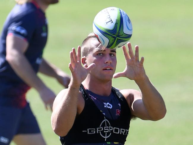 Queensland Reds player Hamish Stewart is seen during training in Brisbane, Friday, April 27, 2018. The Queensland Reds will clash with top-of-the-table team, South African Lions, tomorrow at Suncorp Stadium. (AAP Image/Dan Peled) NO ARCHIVING